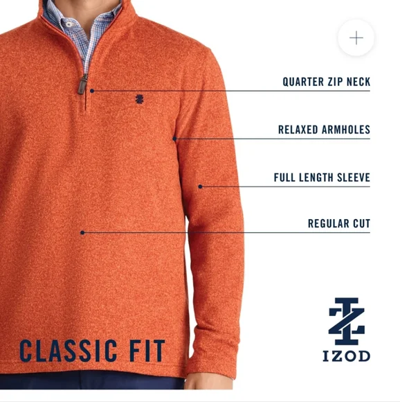 NWT IZOD Men's French Rib Quarter Zip Sweater Legion Blue Size XL - Picture 2 of 5